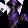 Tie Set for Men, 3-Piece Wedding Accessories with Cufflinks & Pocket Handkerchief, Striped/Floral Design