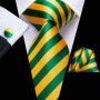 Tie Set for Men, 3-Piece Wedding Accessories with Cufflinks & Pocket Handkerchief, Striped/Floral Design