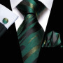 Tie Set for Men, 3-Piece Wedding Accessories with Cufflinks & Pocket Handkerchief, Striped/Floral Design