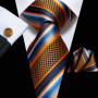 Tie Set for Men, 3-Piece Wedding Accessories with Cufflinks & Pocket Handkerchief, Striped/Floral Design