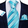 Tie Set for Men, 3-Piece Wedding Accessories with Cufflinks & Pocket Handkerchief, Striped/Floral Design