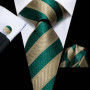 Tie Set for Men, 3-Piece Wedding Accessories with Cufflinks & Pocket Handkerchief, Striped/Floral Design
