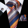 Tie Set for Men, 3-Piece Wedding Accessories with Cufflinks & Pocket Handkerchief, Striped/Floral Design