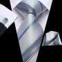 Tie Set for Men, 3-Piece Wedding Accessories with Cufflinks & Pocket Handkerchief, Striped/Floral Design