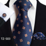 Luxury Mens Ties Floral Black Gold Ties Paisley NeckTie Pocket Square Cufflinks Set Men Wedding Party Tie Accessories