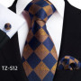 Luxury Mens Ties Floral Black Gold Ties Paisley NeckTie Pocket Square Cufflinks Set Men Wedding Party Tie Accessories