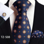 Luxury Mens Ties Floral Black Gold Ties Paisley NeckTie Pocket Square Cufflinks Set Men Wedding Party Tie Accessories