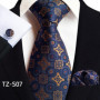 Luxury Mens Ties Floral Black Gold Ties Paisley NeckTie Pocket Square Cufflinks Set Men Wedding Party Tie Accessories