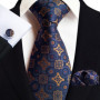 Luxury Mens Ties Floral Black Gold Ties Paisley NeckTie Pocket Square Cufflinks Set Men Wedding Party Tie Accessories