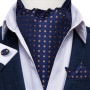 Men Luxury Ascot Tie Cravat Tie Handkerchief Cufflinks 3pcs Set Blue Paisley Floral Wedding Party Cravats Necktie