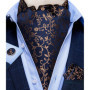 Men Luxury Ascot Tie Cravat Tie Handkerchief Cufflinks 3pcs Set Blue Paisley Floral Wedding Party Cravats Necktie