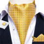 Men Luxury Ascot Tie Cravat Tie Handkerchief Cufflinks 3pcs Set Blue Paisley Floral Wedding Party Cravats Necktie