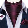 Men Luxury Ascot Tie Cravat Tie Handkerchief Cufflinks 3pcs Set Blue Paisley Floral Wedding Party Cravats Necktie