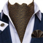 Men Luxury Ascot Tie Cravat Tie Handkerchief Cufflinks 3pcs Set Blue Paisley Floral Wedding Party Cravats Necktie