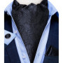 Men Luxury Ascot Tie Cravat Tie Handkerchief Cufflinks 3pcs Set Blue Paisley Floral Wedding Party Cravats Necktie