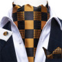 Men Luxury Ascot Tie Cravat Tie Handkerchief Cufflinks 3pcs Set Blue Paisley Floral Wedding Party Cravats Necktie