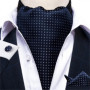 Men Luxury Ascot Tie Cravat Tie Handkerchief Cufflinks 3pcs Set Blue Paisley Floral Wedding Party Cravats Necktie