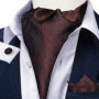 Men Luxury Ascot Tie Cravat Tie Handkerchief Cufflinks 3pcs Set Blue Paisley Floral Wedding Party Cravats Necktie