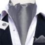 Men Luxury Ascot Tie Cravat Tie Handkerchief Cufflinks 3pcs Set Blue Paisley Floral Wedding Party Cravats Necktie