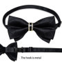 Solid Black Pre-tied Bowtie with Diamond Half Ring Decor Fashion Pocket Square Cufflinks Set Business Party Men's Luxury Bow Tie