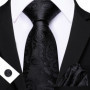 Barry.Wang Golden Orange Purple Black tie Office tie for mens Tie Pocket Sqaure Cufflinks Set Necktie Casual Wedding Gift