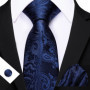 Barry.Wang Golden Orange Purple Black tie Office tie for mens Tie Pocket Sqaure Cufflinks Set Necktie Casual Wedding Gift