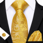 Barry.Wang Golden Orange Purple Black tie Office tie for mens Tie Pocket Sqaure Cufflinks Set Necktie Casual Wedding Gift