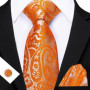 Barry.Wang Golden Orange Purple Black tie Office tie for mens Tie Pocket Sqaure Cufflinks Set Necktie Casual Wedding Gift