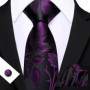 Barry.Wang Golden Orange Purple Black tie Office tie for mens Tie Pocket Sqaure Cufflinks Set Necktie Casual Wedding Gift