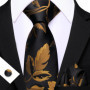 Barry.Wang Golden Orange Purple Black tie Office tie for mens Tie Pocket Sqaure Cufflinks Set Necktie Casual Wedding Gift