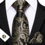Barry.Wang Golden Orange Purple Black tie Office tie for mens Tie Pocket Sqaure Cufflinks Set Necktie Casual Wedding Gift