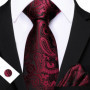 Barry.Wang Golden Orange Purple Black tie Office tie for mens Tie Pocket Sqaure Cufflinks Set Necktie Casual Wedding Gift