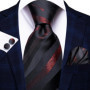 Hi-Tie Designer Black Blue Paisley 63inch Silk Men Tie 160cm Extra Long Ties for Men Woven Classic Men Necktie Pocket Square Set