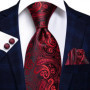 Hi-Tie Designer Black Blue Paisley 63inch Silk Men Tie 160cm Extra Long Ties for Men Woven Classic Men Necktie Pocket Square Set