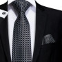 Hi-Tie Designer Black Blue Paisley 63inch Silk Men Tie 160cm Extra Long Ties for Men Woven Classic Men Necktie Pocket Square Set