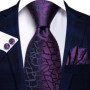 Hi-Tie Designer Black Blue Paisley 63inch Silk Men Tie 160cm Extra Long Ties for Men Woven Classic Men Necktie Pocket Square Set