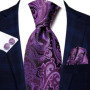 Hi-Tie Designer Black Blue Paisley 63inch Silk Men Tie 160cm Extra Long Ties for Men Woven Classic Men Necktie Pocket Square Set