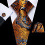 Hi-Tie Designer Black Blue Paisley 63inch Silk Men Tie 160cm Extra Long Ties for Men Woven Classic Men Necktie Pocket Square Set
