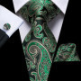 Hi-Tie Designer Black Blue Paisley 63inch Silk Men Tie 160cm Extra Long Ties for Men Woven Classic Men Necktie Pocket Square Set
