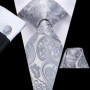 Hi-Tie Designer Black Blue Paisley 63inch Silk Men Tie 160cm Extra Long Ties for Men Woven Classic Men Necktie Pocket Square Set