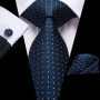 Hi-Tie Designer Black Blue Paisley 63inch Silk Men Tie 160cm Extra Long Ties for Men Woven Classic Men Necktie Pocket Square Set