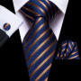 Hi-Tie Designer Black Blue Paisley 63inch Silk Men Tie 160cm Extra Long Ties for Men Woven Classic Men Necktie Pocket Square Set