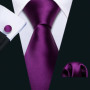 100 Colors Solid Silk Men Tie Set Red Blue Pink Gold Purple Green Teal Burgundy Yellow Wedding Necktie Handkerchief Cufflinks