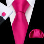 100 Colors Solid Silk Men Tie Set Red Blue Pink Gold Purple Green Teal Burgundy Yellow Wedding Necktie Handkerchief Cufflinks