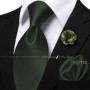 Men's Solid Color Tie Set For Sage Green Pocket Square Flower Brooch Cufflinks As Daily Wear Wedding Groom Collar Accessory Gift