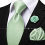 Men's Solid Color Tie Set For Sage Green Pocket Square Flower Brooch Cufflinks As Daily Wear Wedding Groom Collar Accessory Gift