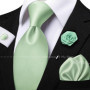 Men's Solid Color Tie Set For Sage Green Pocket Square Flower Brooch Cufflinks As Daily Wear Wedding Groom Collar Accessory Gift