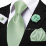 Men's Solid Color Tie Set For Sage Green Pocket Square Flower Brooch Cufflinks As Daily Wear Wedding Groom Collar Accessory Gift