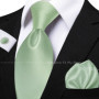 Men's Solid Color Tie Set For Sage Green Pocket Square Flower Brooch Cufflinks As Daily Wear Wedding Groom Collar Accessory Gift
