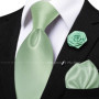 Men's Solid Color Tie Set For Sage Green Pocket Square Flower Brooch Cufflinks As Daily Wear Wedding Groom Collar Accessory Gift